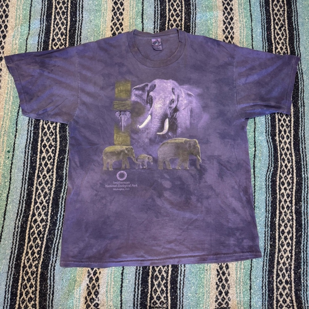 Vintage Delta Smithsonian National Zoo Elephant Tie Dye T-Shirt Purple XL